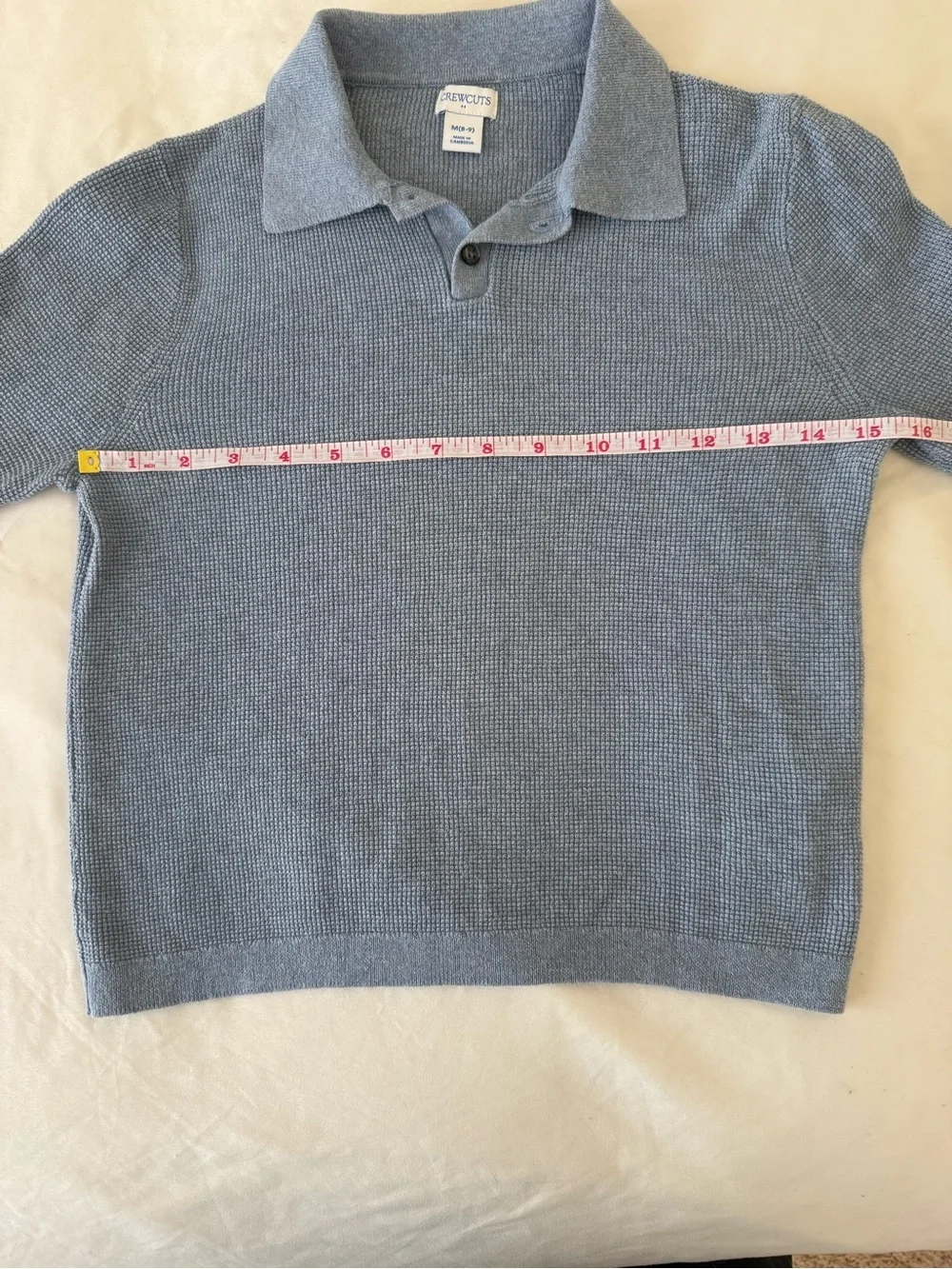Crewcuts Boys' long-sleeve waffle-stitch sweater-polo // M (8-9) 100% cotton